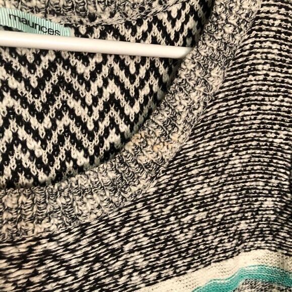 Maurices Womens Sweater M Black Marled Knit Striped Pullover Layered Y2K - Picture 7 of 8